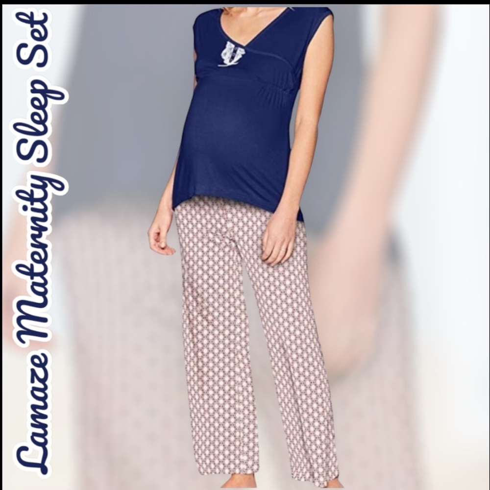 Lamaze Maternity 2pc Sleeveless Sleep Pant Set Sz S NWT
